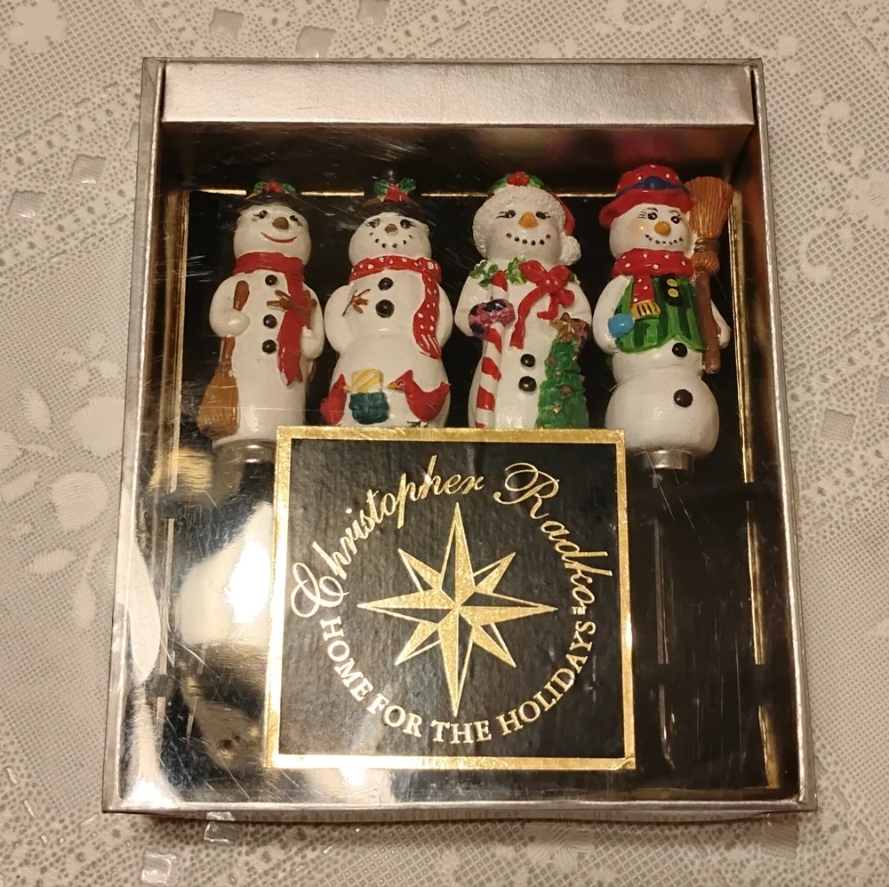 Christopher Radko Home for the Holidays Snowmen Pate Knives - Set of 4, Open Box